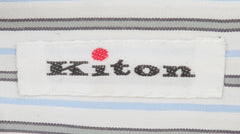 Kiton Light Blue Striped Cotton Shirt - Slim - (KT1223237) - Parent