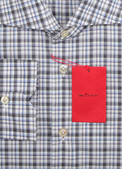 Kiton Dark Blue Plaid Cotton Shirt - Slim - (KT1210225) - Parent