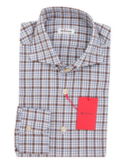Kiton Brown Plaid Cotton Shirt - Slim - 16.5/42 - (KT12122317)