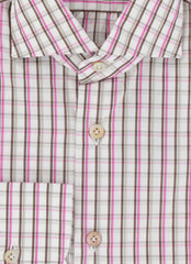 $600 Kiton Brown Plaid Cotton Shirt - Slim - (KT1122235) - Parent