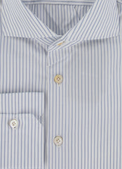 $600 Kiton Light Blue Striped Cotton Shirt - Slim - (KT11142313) - Parent