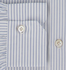 $600 Kiton Light Blue Striped Cotton Shirt - Slim - (KT11142313) - Parent