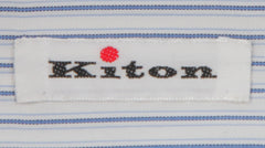 $600 Kiton Light Blue Striped Cotton Shirt - Slim - (KT11142313) - Parent