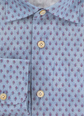 Kiton Blue Floral Cotton Shirt - Slim - (KT11142318) - Parent