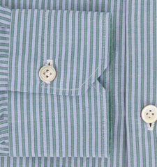 Kiton Green Striped Cotton Shirt - Slim - (KT1214235) - Parent