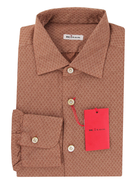 Kiton Brown Fancy Cotton Shirt - Slim - (KT1122234) - Parent