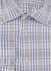 $600 Kiton Light Blue Plaid Cotton Shirt - Slim - (KT9122617) - Parent