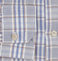 $600 Kiton Light Blue Plaid Cotton Shirt - Slim - (KT9122617) - Parent