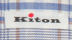 $600 Kiton Light Blue Plaid Cotton Shirt - Slim - (KT9122617) - Parent