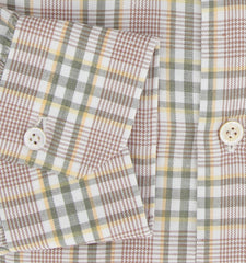 Kiton Light Brown Plaid Cotton Shirt - Slim - (KT1223238) - Parent