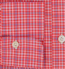 $600 Kiton Red Plaid Cotton Shirt - Slim - (KT9122612) - Parent