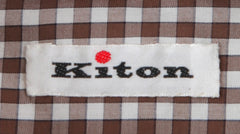 $600 Kiton Brown Check Cotton Shirt - Slim - (KT314264) - Parent