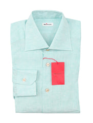Kiton Green Solid Cotton Shirt - Slim - (KT0629228) - Parent