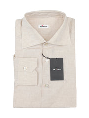 Kiton Beige Solid Linen Shirt - Slim - 15/38 - (KT77222)