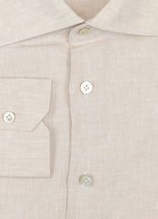 Kiton Beige Solid Linen Shirt - Slim - (KT77222) - Parent