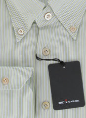 Kiton Light Green Striped Cotton Shirt - Slim - (KT1114239) - Parent