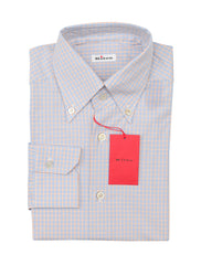 Kiton Orange Micro-Check Cotton Shirt - Slim - 15/38 - (KT0629225)