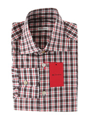 Kiton Red Check Cotton Shirt - Slim - 15/38 - (KT423228)