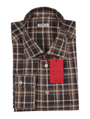 Kiton Brown Plaid Cotton Shirt - Slim - 18/45 - (KT222232)