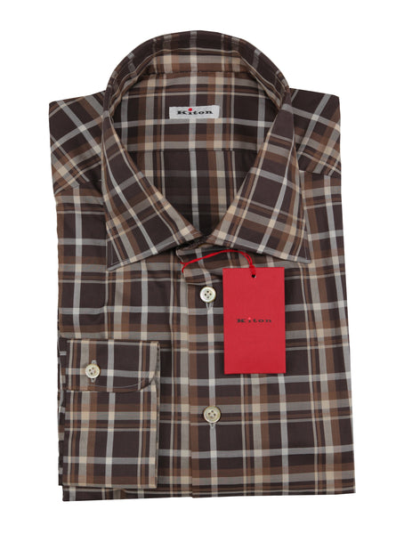 Kiton Brown Plaid Cotton Shirt - Slim - (KT222232) - Parent