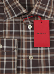 Kiton Brown Plaid Cotton Shirt - Slim - (KT222232) - Parent