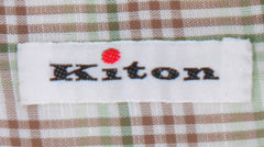 Kiton Light Green Plaid Linen Blend Shirt - Slim - (KT1114237) - Parent