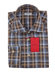 Kiton Brown Plaid Cotton Shirt - Slim - 15.75/40 - (KT2212315)