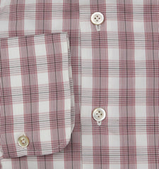 Kiton Burgundy Red Plaid Cotton Shirt - Slim - (KT221236) - Parent