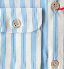 Kiton Light Blue Striped Cotton Shirt - Slim - (KT4272223) - Parent