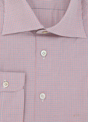Kiton Red Micro-Check Cotton Shirt - Slim - (KT11302318) - Parent