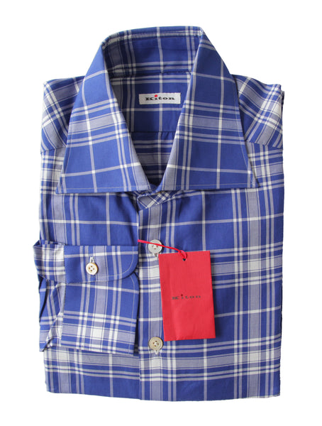 Kiton Blue Window Pane Cotton Shirt - Slim - (KT423223) - Parent
