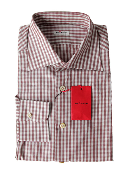 Kiton Brown Check Linen Blend Shirt - Slim - (KT423221) - Parent