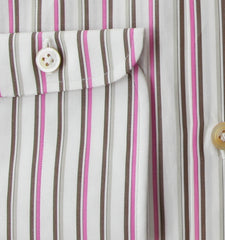 Kiton Brown Striped Cotton Shirt - Slim - (KT4272225) - Parent