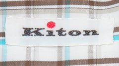 $600 Kiton Brown Plaid Cotton Shirt - Slim - (KT12122326) - Parent