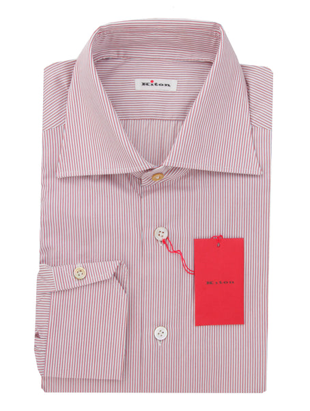 Kiton Red Striped Cotton Shirt - Slim - (KT12122327) - Parent