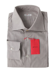Kiton Brown Micro-Check Cotton Shirt - Slim - 16/41 - (KT423224)