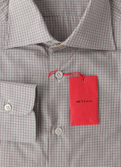 Kiton Brown Micro-Check Cotton Shirt - Slim - (KT423224) - Parent