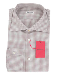 Kiton Brown Plaid Cotton Shirt - Slim - 16.5/42 - (KT12122321)