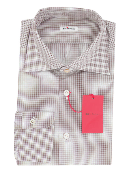 Kiton Brown Plaid Cotton Shirt - Slim - (KT12122321) - Parent