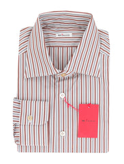 Kiton Brown Striped Cotton Shirt - Slim - 16.5/42 - (KT11302319)