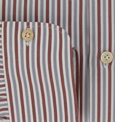 $600 Kiton Brown Striped Cotton Shirt - Slim - (KT311259) - Parent