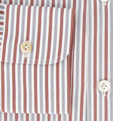 Kiton Brown Striped Cotton Shirt - Slim - (KT11302319) - Parent