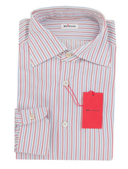 Kiton Red Striped Cotton Shirt - Slim - 16.5/42 - (KT11302322)