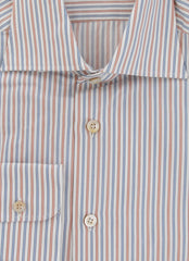 $600 Kiton Blue Striped Cotton Shirt - Slim - (KT1122232) - Parent