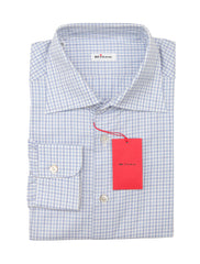 Kiton Light Blue Micro-Check Cotton Shirt - Slim - 16/41 - (KT0629227)