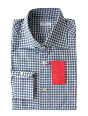 Kiton Blue Check Cotton Shirt - Slim - 15.5/39 - (KT4272220)