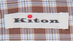 $600 Kiton Brown Plaid Cotton Shirt - Slim - (KT9122610) - Parent