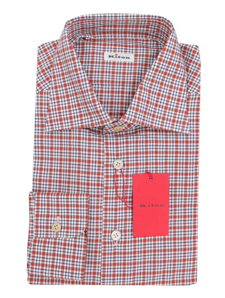 Kiton Brown Plaid Cotton Shirt - Slim - (KT12122322) - Parent