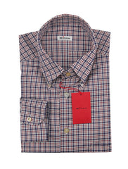 Kiton Blue Plaid Cotton Shirt - Slim - 17/43 - (KT2212312)