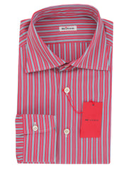 Kiton Red Striped Cotton Shirt - Slim - 15.5/39 - (KT11302323)